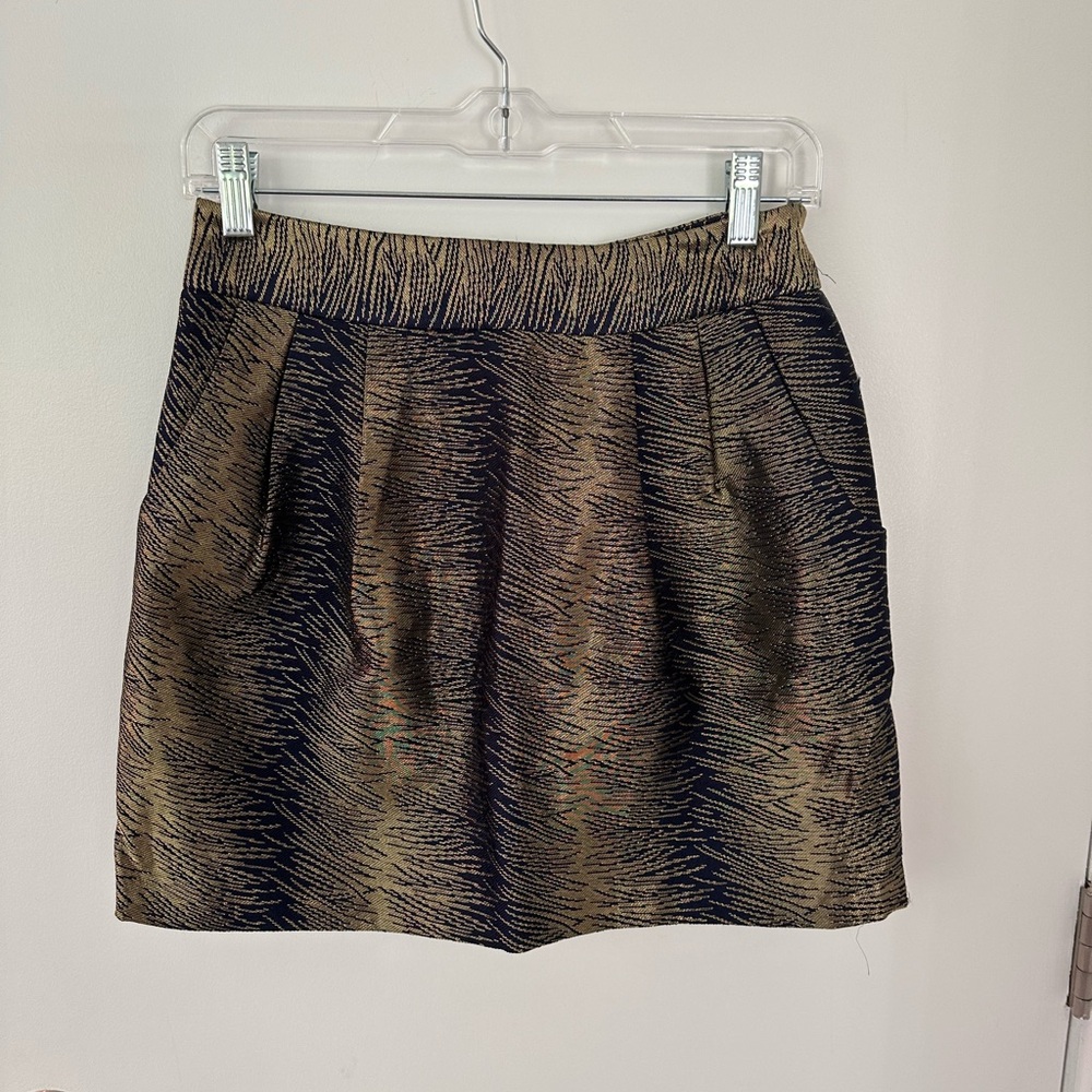 Club Monaco Gold Navy Mini Skirt Size 2